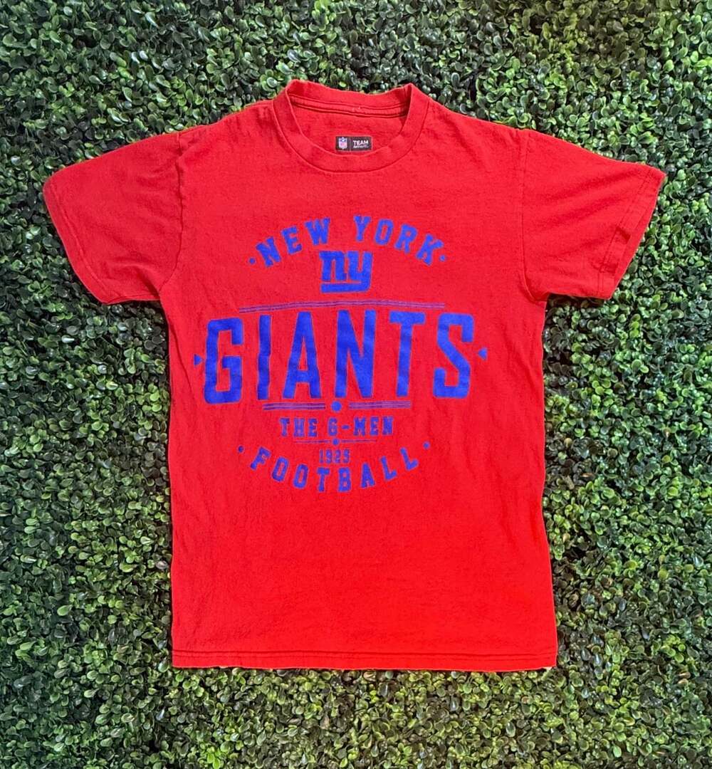 NFL Team Apparel New York Giants "The G-Men" Red Graphic T-Shirt Size Small